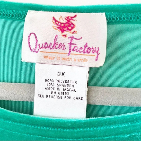 Quacker Factory Green Velvet Short Sleeve Stretchy Top Size 3X Sparkles‎ Ireland - Picture 3 of 5